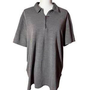 Perry Ellis Quarter Zip Polo Shirt XL Grey Short Sleeve Heathered